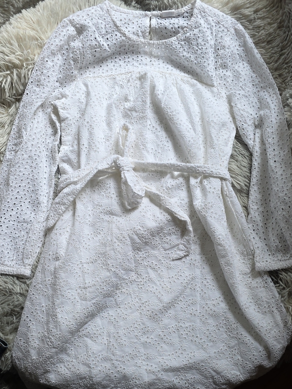 GAP White Eyelet Dress with Tie Detail